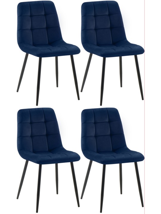 Set van 4 eetkamerstoelen Antibes, donkerblauw