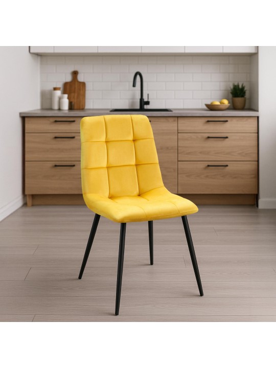 Set van 4 eetkamerstoelen Antibes, geel