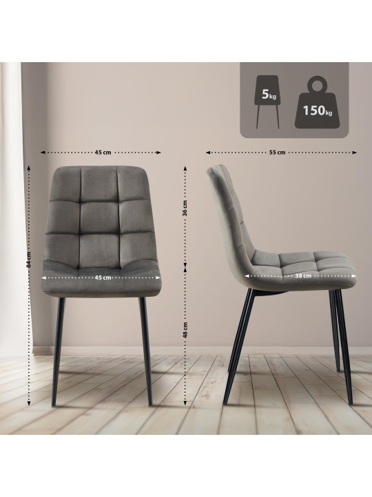 Set van 4 eetkamerstoelen Antibes, antraciet