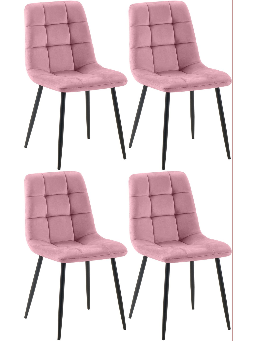 Set van 4 eetkamerstoelen Antibes, roze
