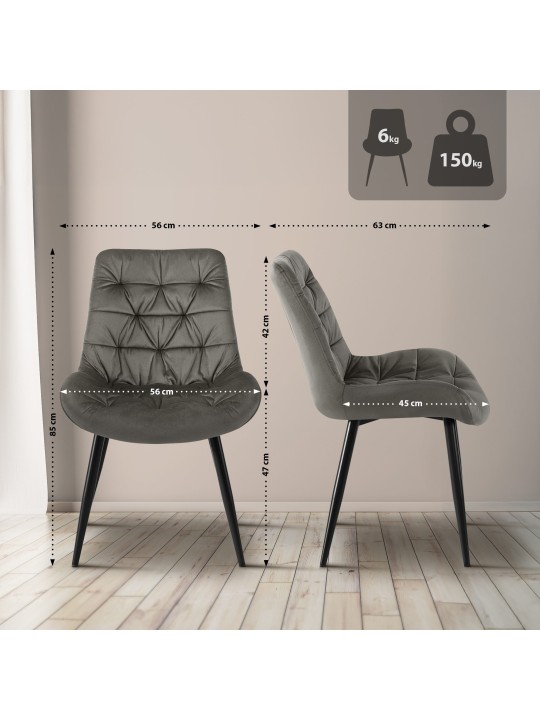 Set van 2 Rossford eetkamerstoelen, antraciet