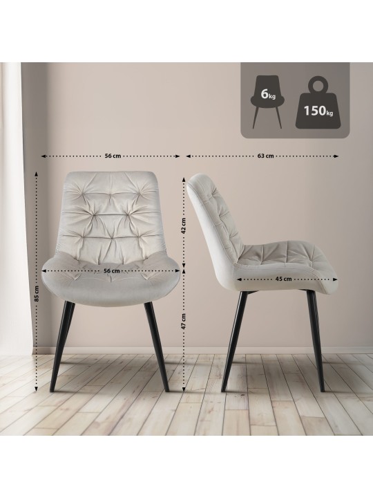 Set van 2 Rossford eetkamerstoelen, grijs