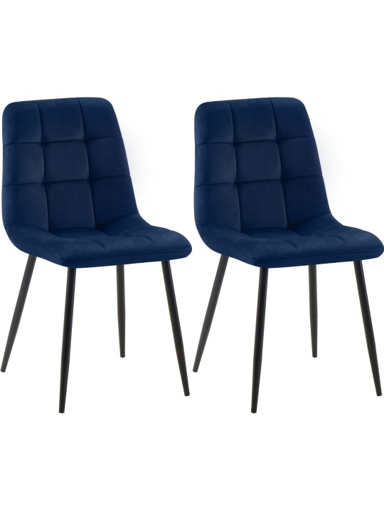 Set van 2 eetkamerstoelen Tilde fluweel, blauw