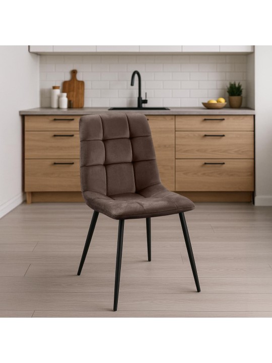 Set van 2 eetkamerstoelen Tilde fluweel, bruin