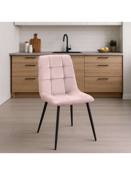 Set van 2 eetkamerstoelen Tilde fluweel, roze