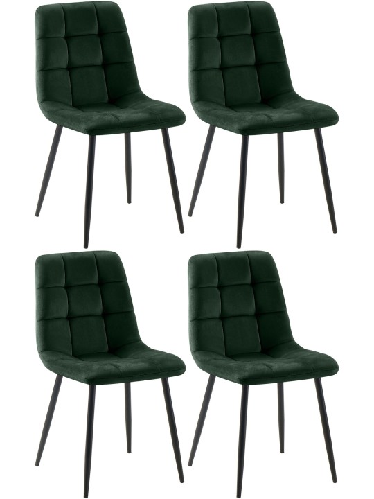 Set van 4 eetkamerstoelen Tilde fluweel, groen