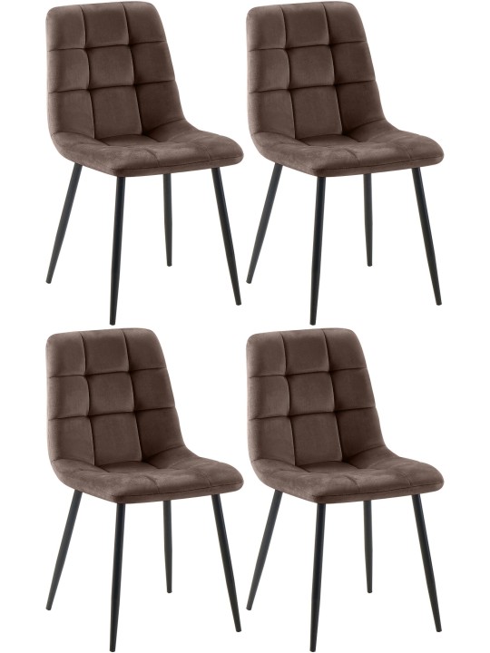 Set van 4 eetkamerstoelen Tilde fluweel, bruin