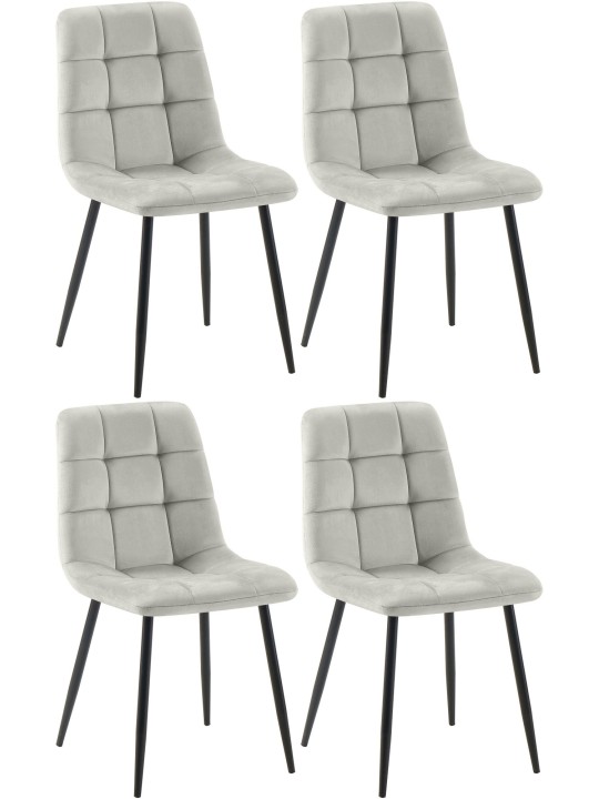 Set van 4 eetkamerstoelen Tilde fluweel, grijs