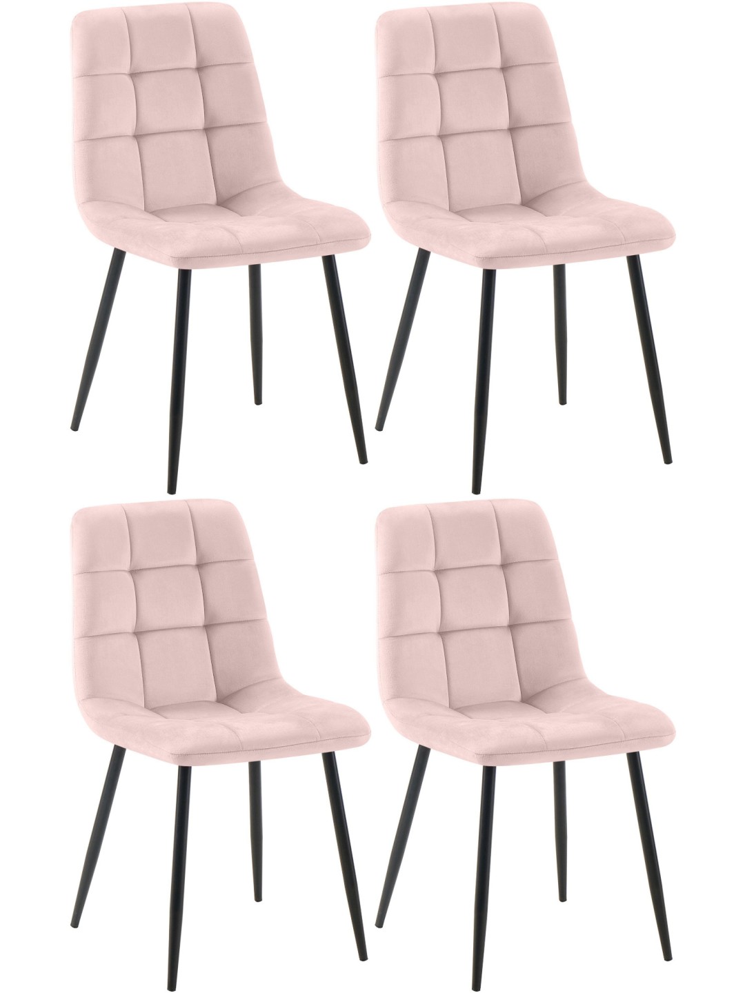 Set van 4 eetkamerstoelen Tilde fluweel, roze
