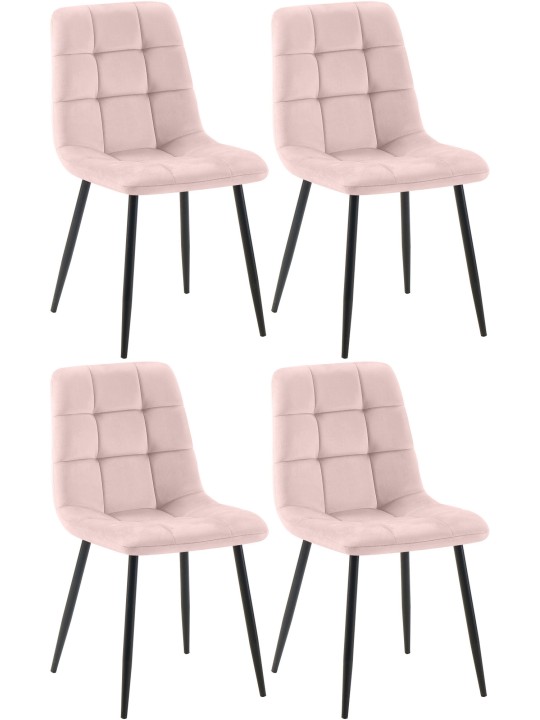 Set van 4 eetkamerstoelen Tilde fluweel, roze