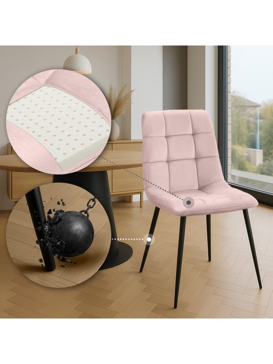Set van 4 eetkamerstoelen Tilde fluweel, roze