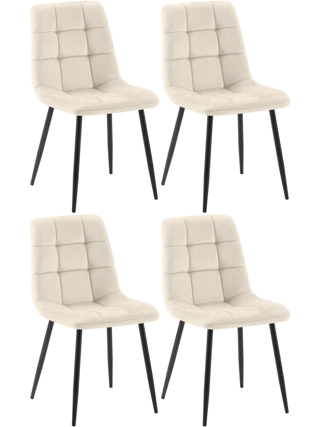 Set van 4 eetkamerstoelen Tilde fluweel, crème