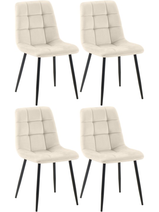 Set van 4 eetkamerstoelen Tilde fluweel, crème
