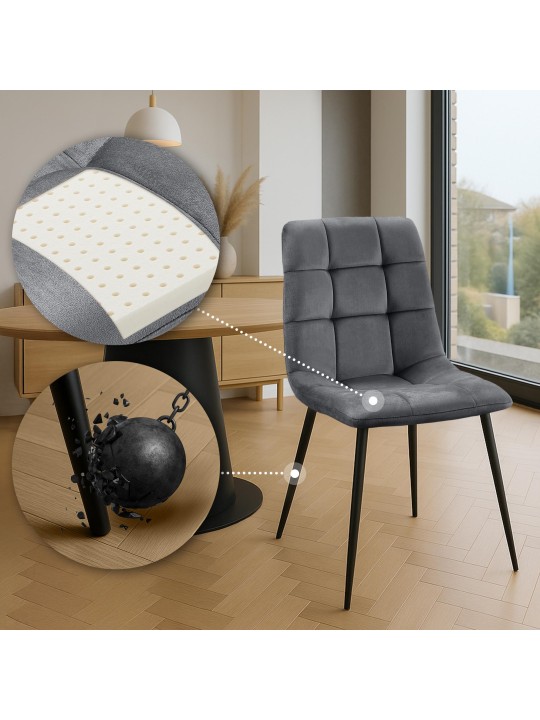 Set van 4 eetkamerstoelen Tilde fluweel, donkergrijs