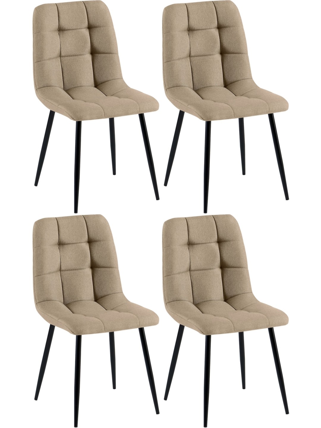 Set van 4 eetkamerstoelen Tilde stof, taupe