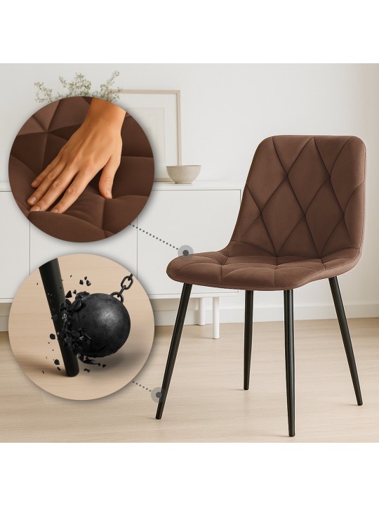 Clairton fluwelen eetkamerstoel, bruin Clairton fluwelen eetkamerstoel, bruin