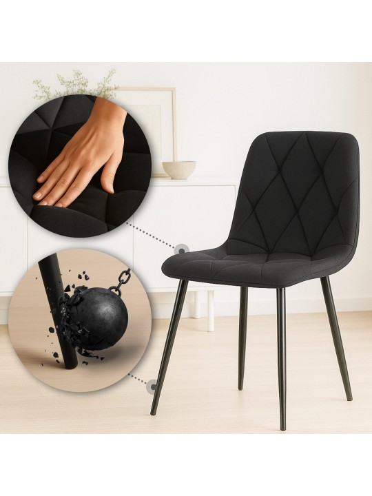 Eetkamerstoel Clairton stof, zwart Eetkamerstoel Clairton stof, zwart