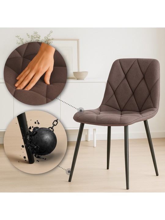 Eetkamerstoel Clairton stof, bruin