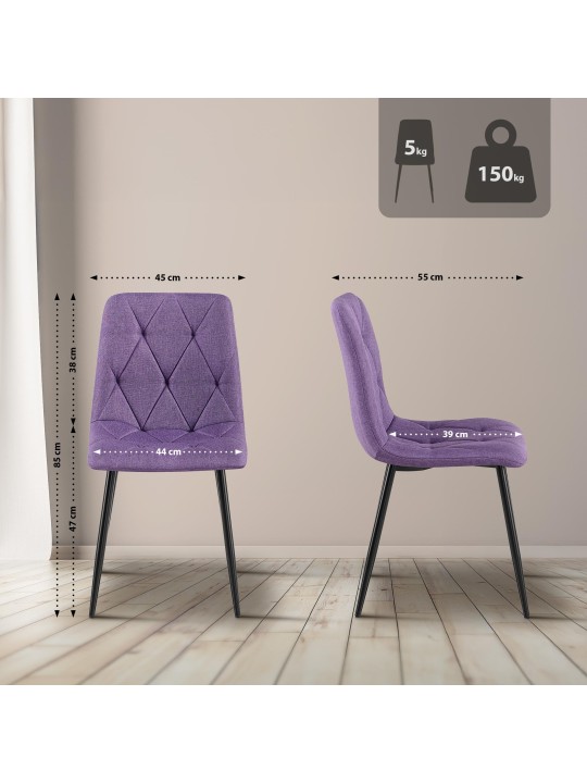 Set van 2 eetkamerstoelen Clairton stof, lila Set van 2 eetkamerstoelen Clairton stof, lila