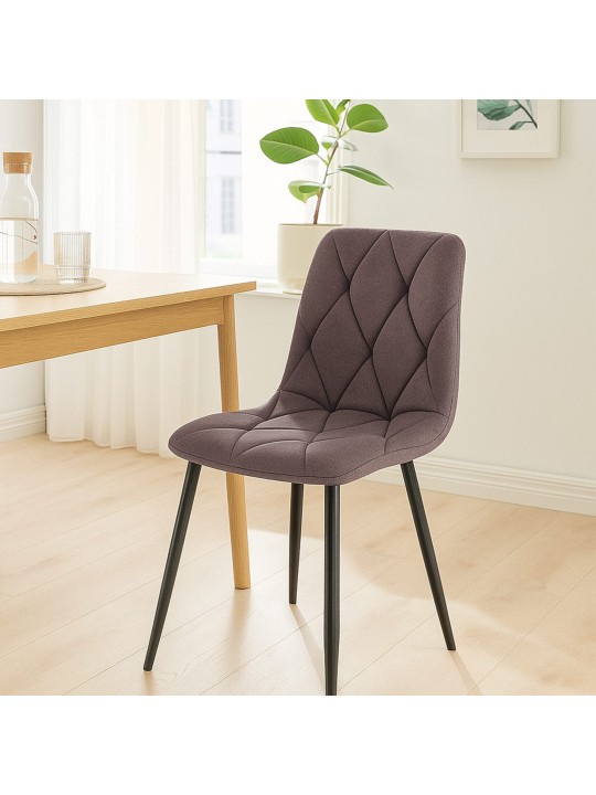 Set van 2 eetkamerstoelen Clairton stof, bruin