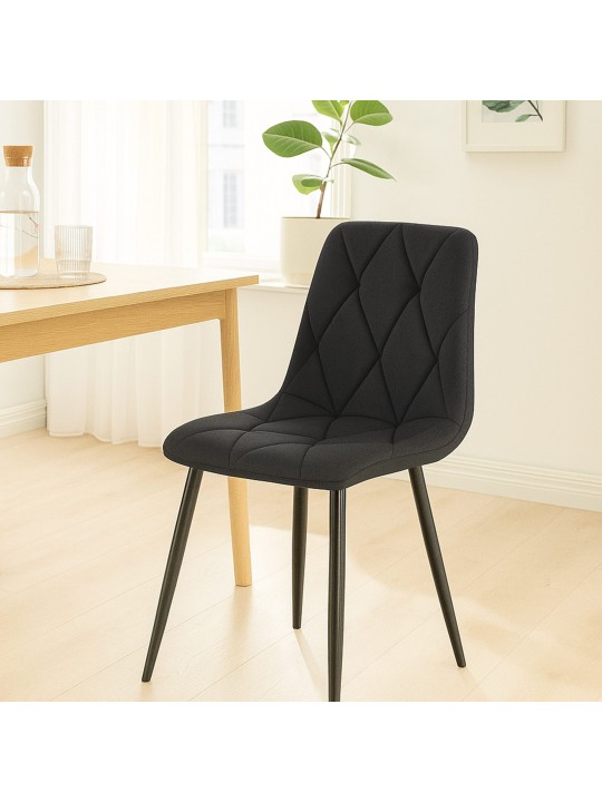 Set van 2 eetkamerstoelen Clairton stof, zwart