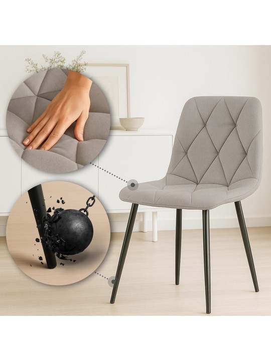 Set van 2 eetkamerstoelen Clairton stof, lichtgrijs