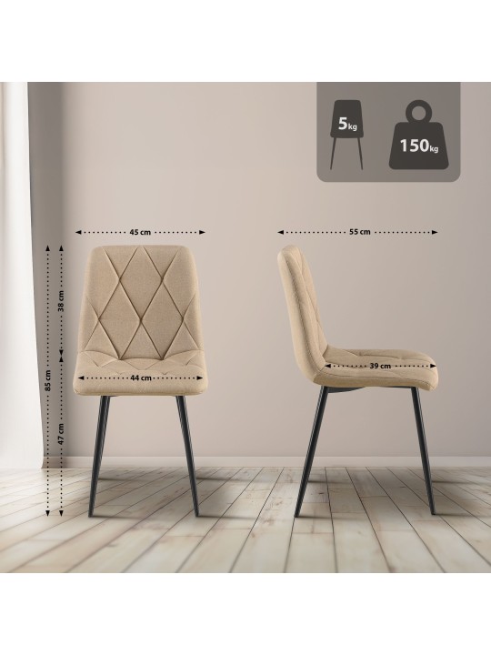 Set van 2 eetkamerstoelen Clairton stof, taupe