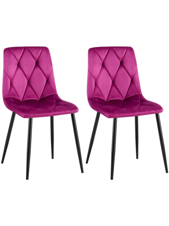 Set van 2 eetkamerstoelen Clairton fluweel, lila Set van 2 eetkamerstoelen Clairton fluweel, lila