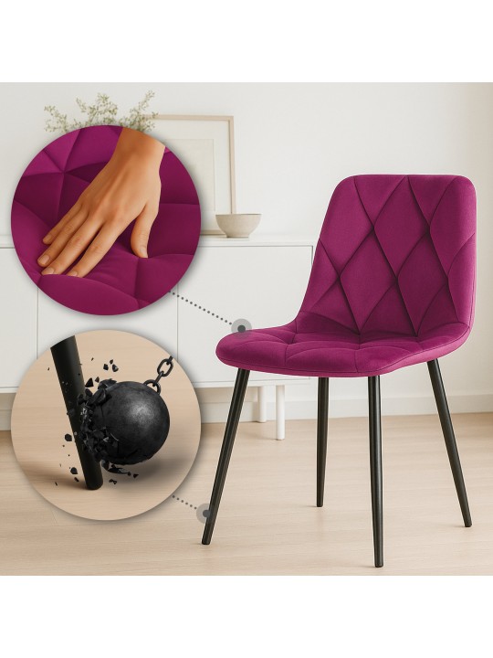 Set van 2 eetkamerstoelen Clairton fluweel, lila Set van 2 eetkamerstoelen Clairton fluweel, lila