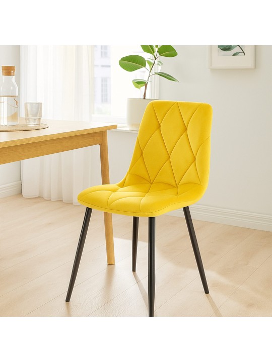 Set van 2 eetkamerstoelen Clairton fluweel, geel