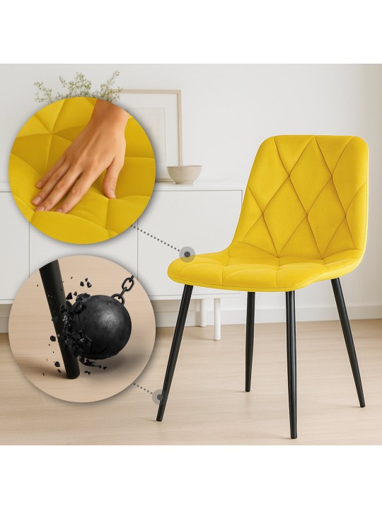 Set van 2 eetkamerstoelen Clairton fluweel, geel