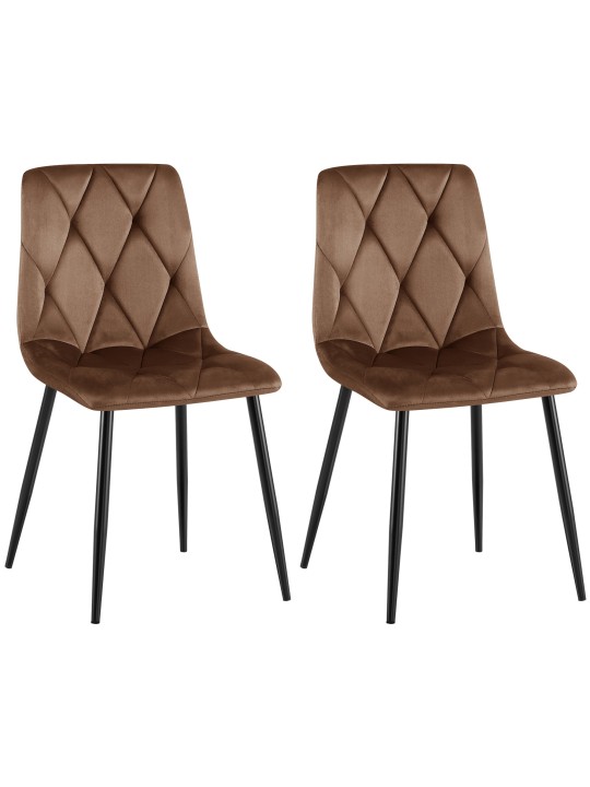 Set van 2 eetkamerstoelen Clairton fluweel, bruin