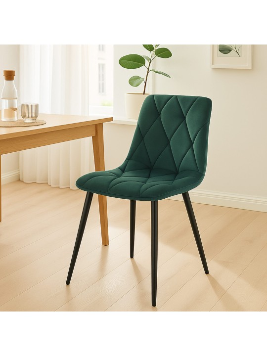 Set van 2 eetkamerstoelen Clairton fluweel, groen