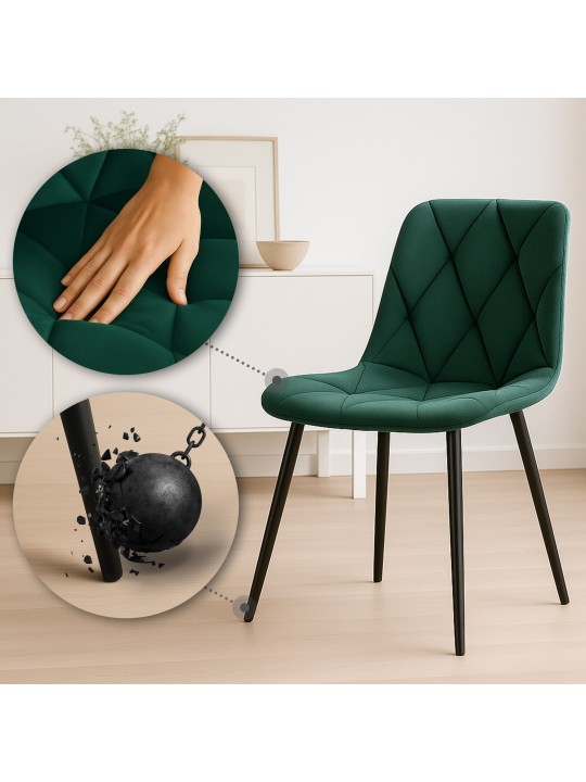 Set van 2 eetkamerstoelen Clairton fluweel, groen