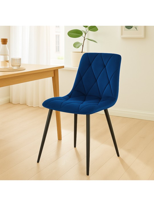 Set van 2 eetkamerstoelen Clairton fluweel, donkerblauw
