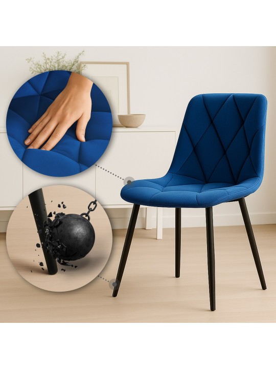Set van 2 eetkamerstoelen Clairton fluweel, donkerblauw