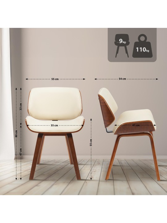 Bezoekersstoel Beverley kunstleer, walnoot/crème Bezoekersstoel Beverley kunstleer, walnoot/crème