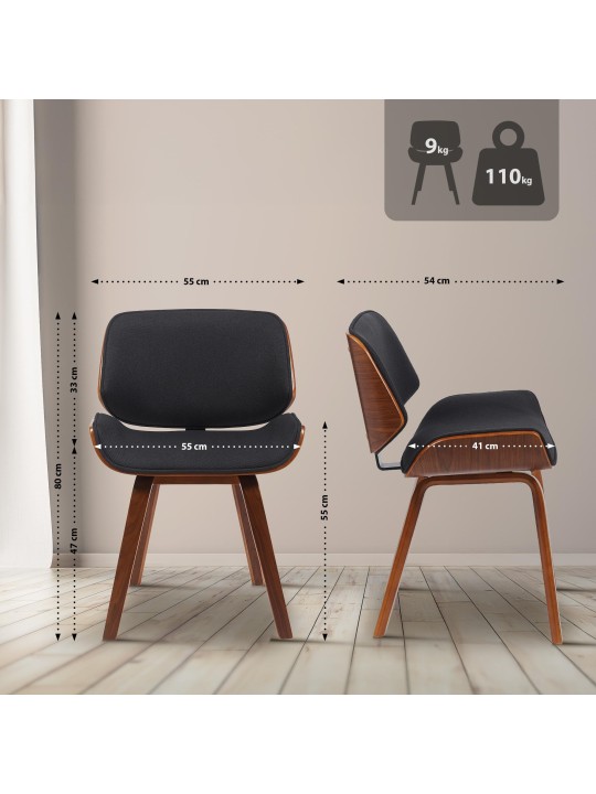 Bezoekersstoel Beverley stof, walnoot/zwart