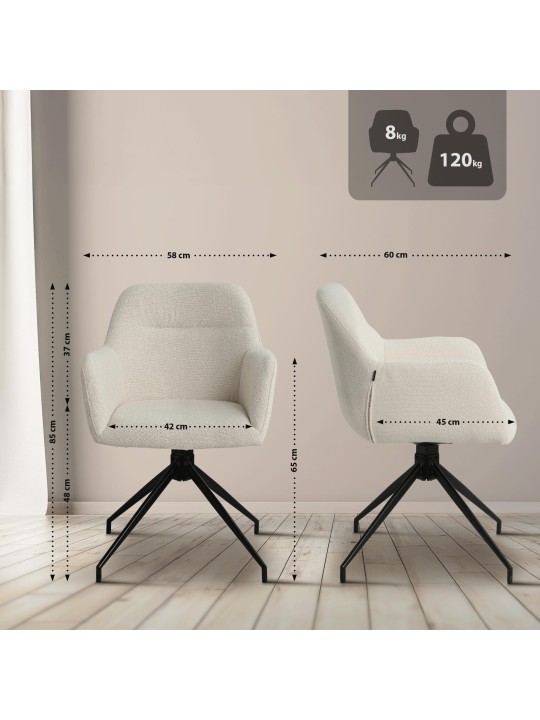 Eetkamerstoel Merlinda stof Teddy, crème Eetkamerstoel Merlinda stof Teddy, crème