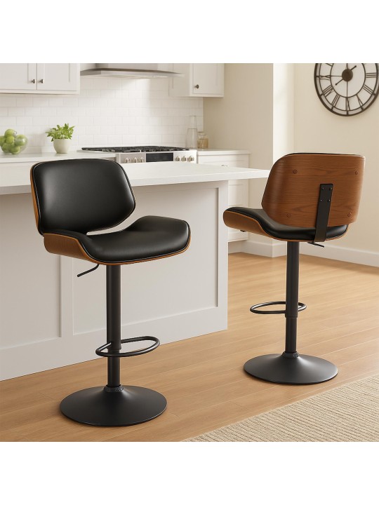 Barkruk Beverley B kunstleer, walnoot/zwart