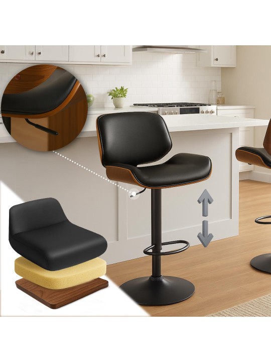 Barkruk Beverley B kunstleer, walnoot/zwart