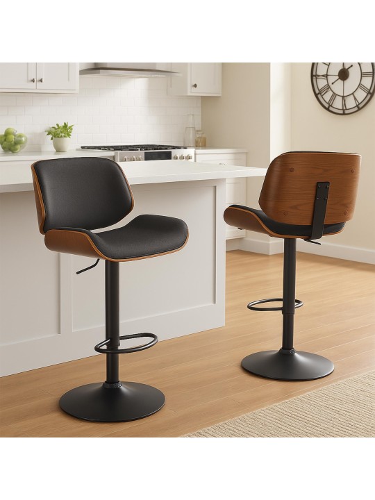 Barkruk Beverley B stof, walnoot/zwart