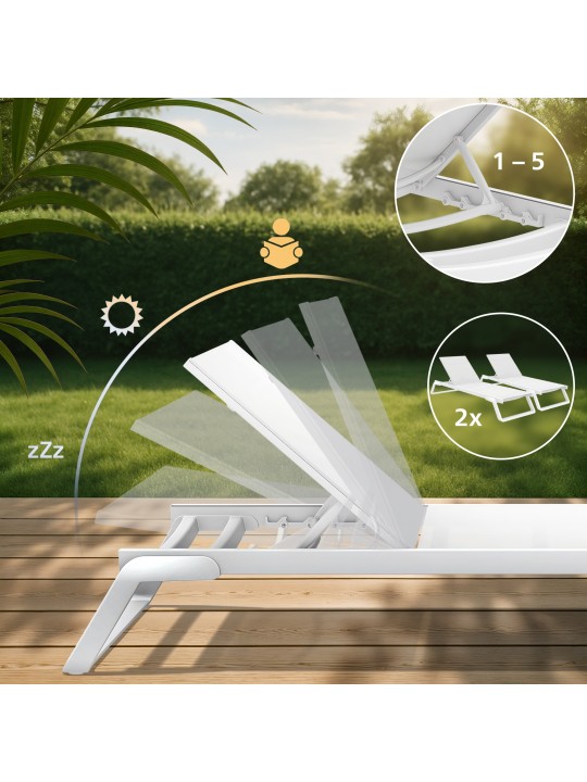 Set van 2 ligstoelen Tropic, wit