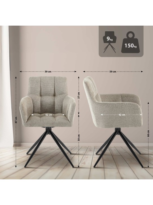 Eetkamerstoel Jonah stof, taupe Eetkamerstoel Jonah stof, taupe