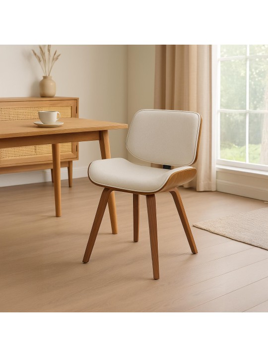 Bezoekersstoel Beverley stof, walnoot/crème