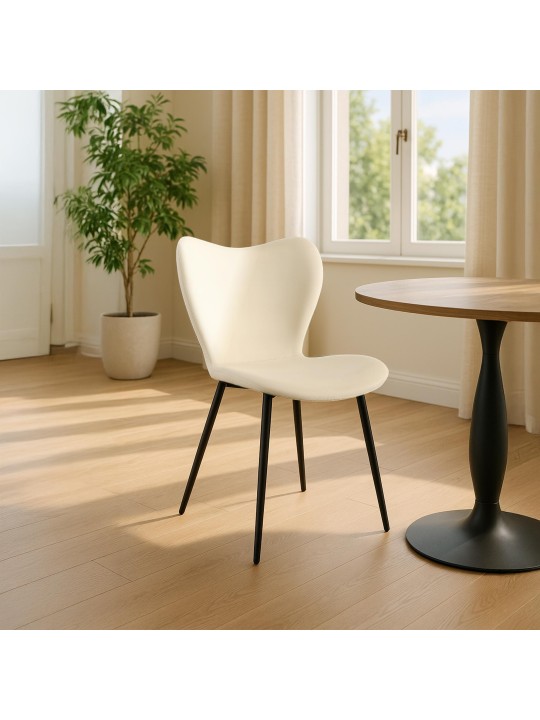 Eetkamerstoel Maika fluweel, crème Eetkamerstoel Maika fluweel, crème