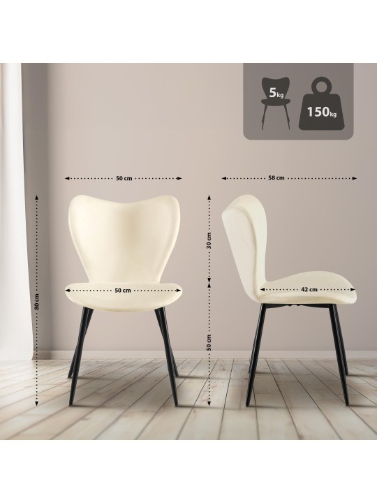 Eetkamerstoel Maika fluweel, crème Eetkamerstoel Maika fluweel, crème