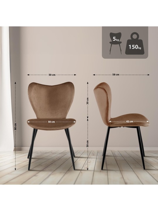 Eetkamerstoel Maika fluweel, bruin