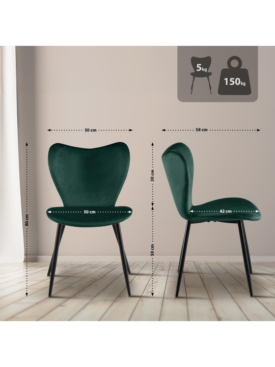 Eetkamerstoel Maika fluweel, groen Eetkamerstoel Maika fluweel, groen