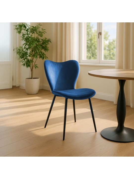 Eetkamerstoel Maika fluweel, donkerblauw